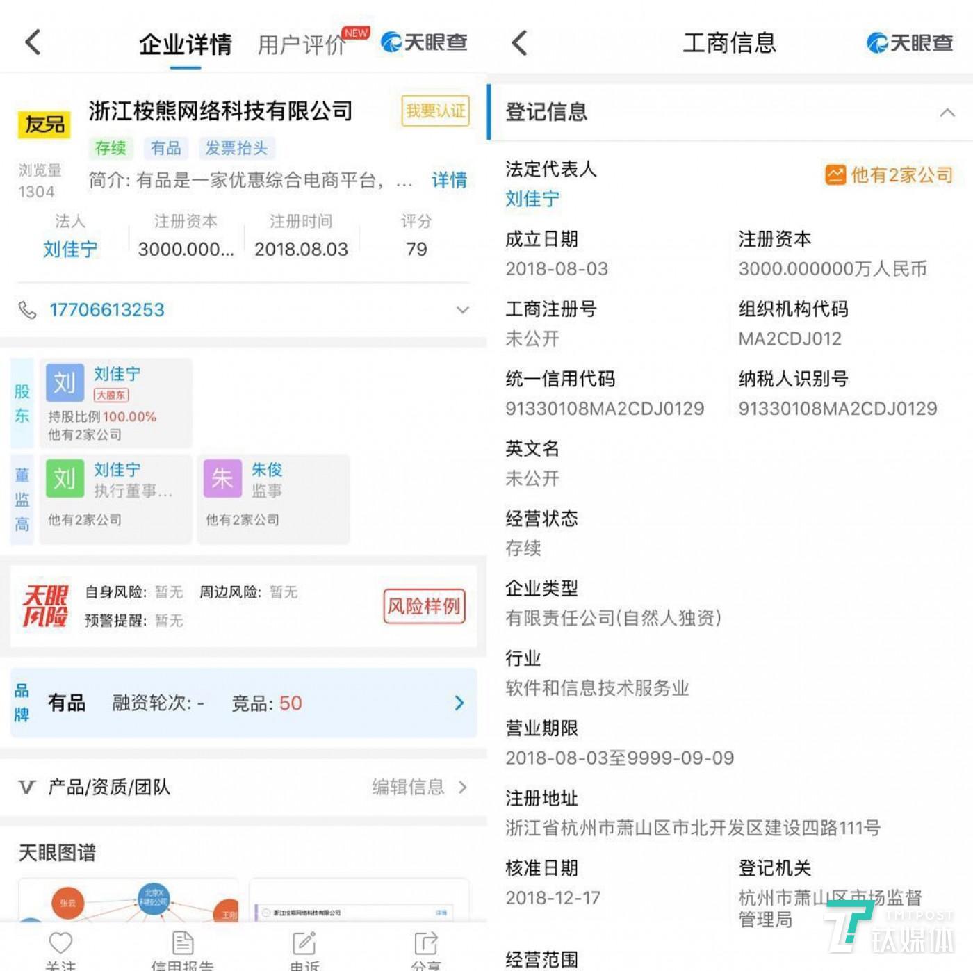 天眼查显示的工商信息