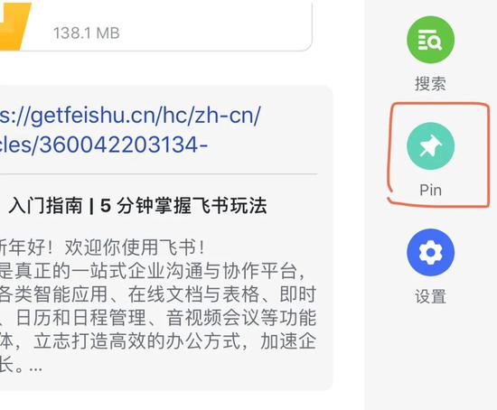 飞书的“pin功能”