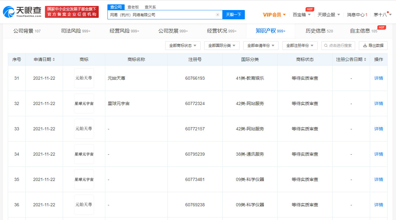 网易申请“星球元宇宙”商标