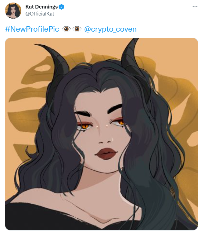 《破产姐妹》主演Kat Dennings将推特头像换成Crypto Coven系列NFT