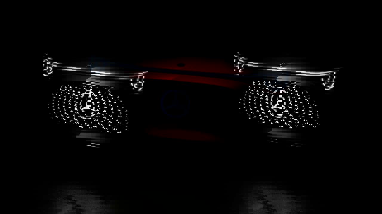 Front view of an electric Mercedes-Benz concept vehicle.