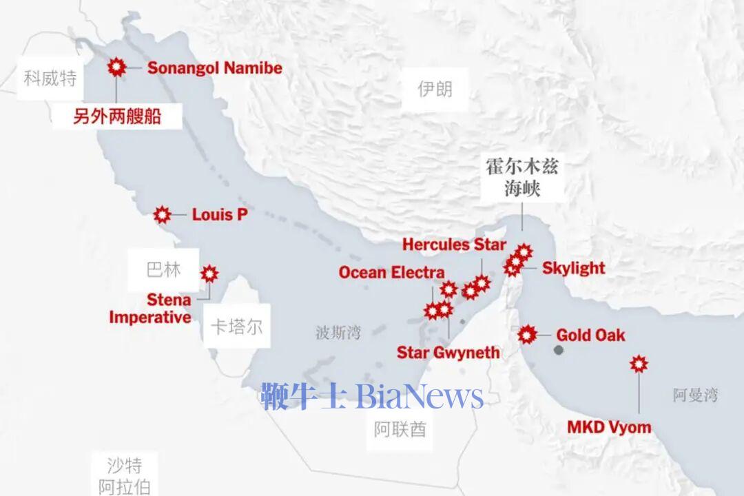 《纽约时报》一项分析显示，自美以对伊朗开战近两周以来，至少已有16艘油轮、货船及其他商船在波斯湾及其周边海域遇袭。
